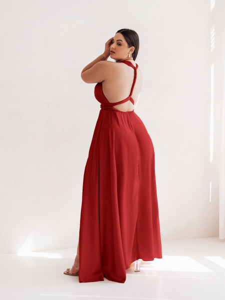 Sukienka PLUS SIZE maxi wiązana na wiele sposobów IMPERIA - czerwona 2