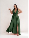Sukienka PLUS SIZE maxi wiązana na wiele sposobów IMPERIA - butelkowa zieleń