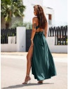 Sukienka maxi wiązana na wiele sposobów - ELSA - butelkowa zieleń