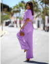 Komplet top wiązany i spodnie SORRENTO - liliowy