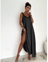 Maxi sukienka z ozdobnym warkoczem SIVIR - czarna