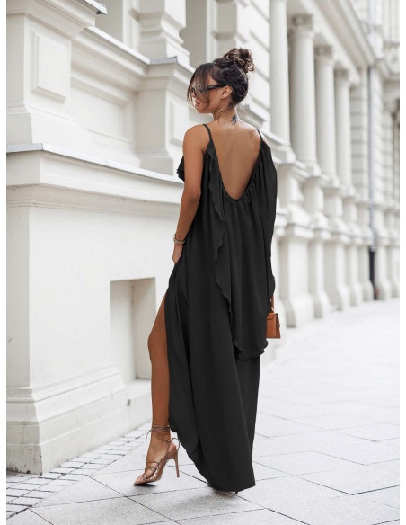 Maxi sukienka z odkrytymi plecami NELIA - czarna