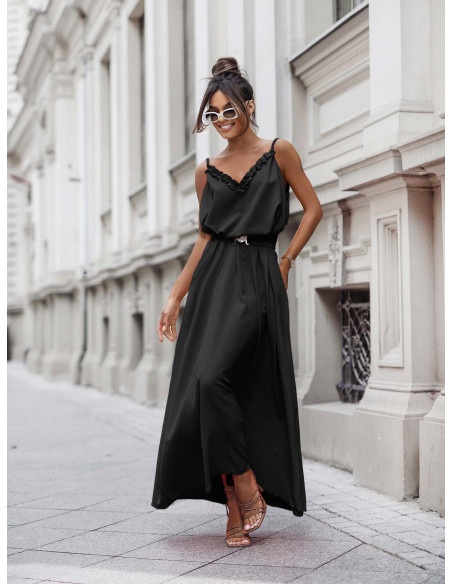 Maxi sukienka na ramiączkach ZADA - czarna