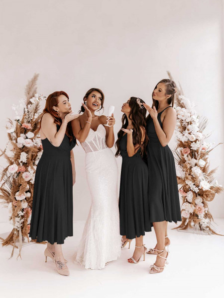 Sukienka midi na ramiączkach AGNES - czarna 2