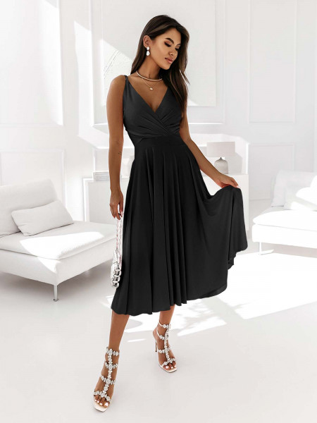 Sukienka midi na ramiączkach AGNES - czarna 2