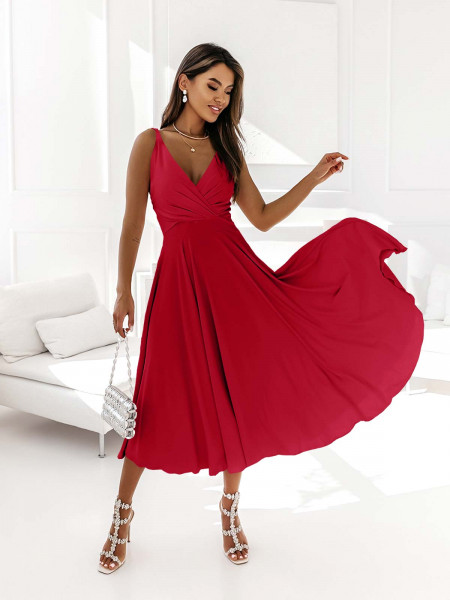 Sukienka midi na ramiączkach AGNES - czerwona 2
