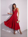 Sukienka midi na ramiączkach AGNES - czerwona
