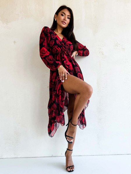 Elegancka sukienka midi w print IRMINA - wzór 1 2