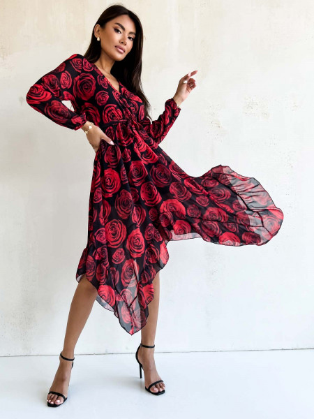 Elegancka sukienka midi w print IRMINA - wzór 1