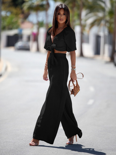 Komplet top wiązany i spodnie SORRENTO - czarny 2