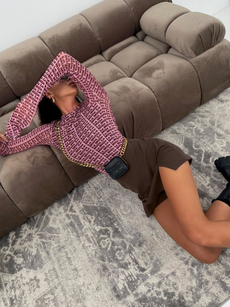 Eleganckie spódnico-spodenki z rozporkiem KAORI - brązowe 2