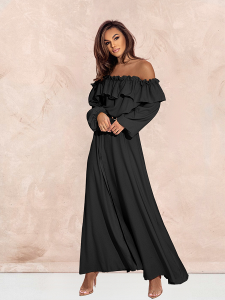 Rozkloszowana sukienka hiszpanka AROSA - czarna 2