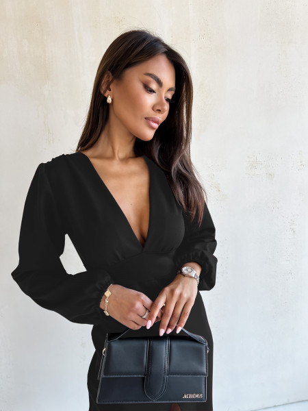 Sukienka midi z rozporkiem JEMMA - czarna 2