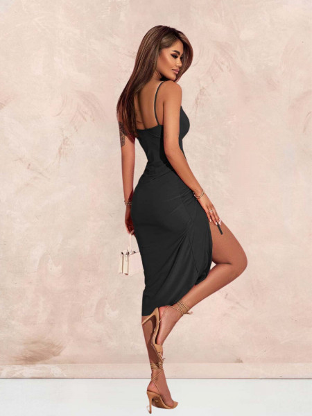 Dopasowana sukienka z marszczeniem ROMA - czarna 2