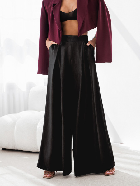 Eleganckie szerokie spodnie KATALEJA - czarne 2