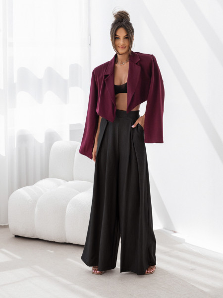 Eleganckie szerokie spodnie KATALEJA - czarne