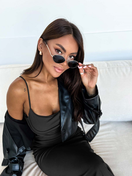 Dopasowana maxi sukienka na ramiączkach YELENA - czarna