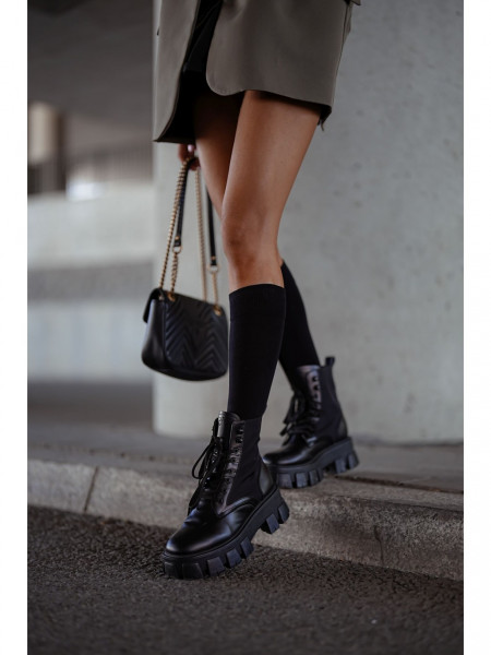 Podkolanówki skarpety gładkie TELNA - czarne