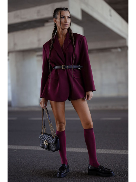 Podkolanówki skarpety gładkie TELNA - bordowe 2