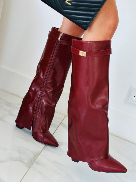 Kozaki na słupku SARAY - bordo 2