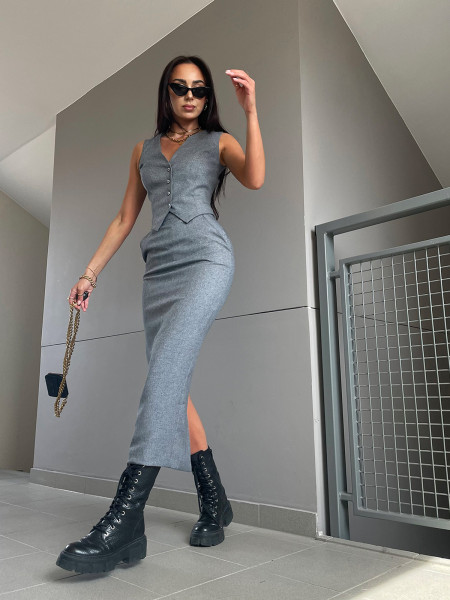 Komplet kamizelka i spódnica ASKAR - szary 2