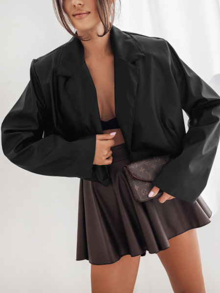 Krótka marynarka z ekoskóry RIVKA - czarna 2