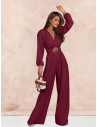 Elegancki kombinezon z szerokimi nogawkami VICKY - bordowy