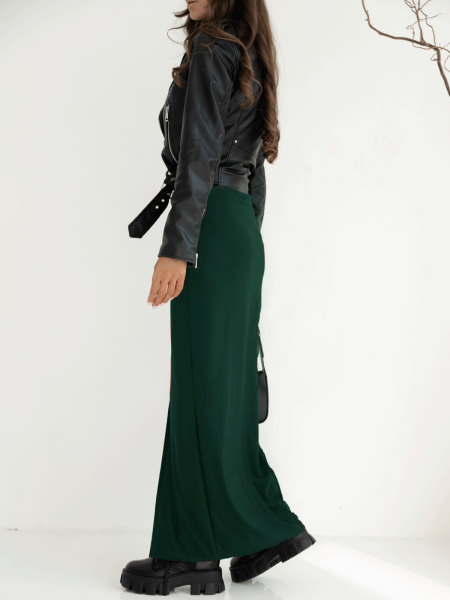 Spódnica maxi z rozcięciem VALA - butelkowa zieleń 2