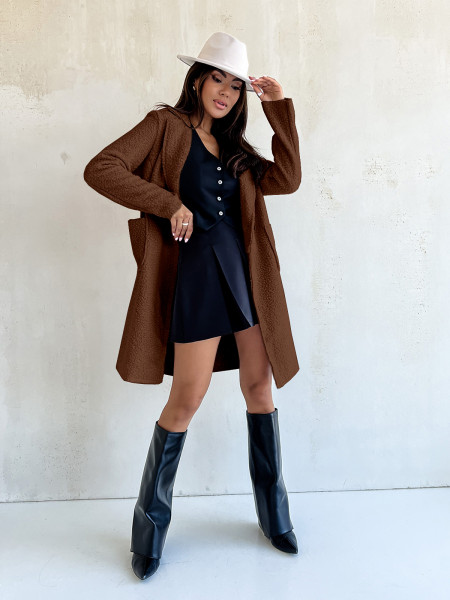 Klasyczny płaszcz z kieszeniami COLLIN - czekoladowy 2