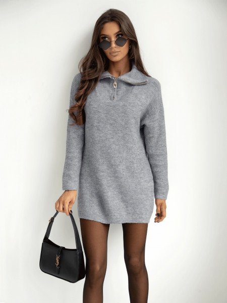 Sukienka swetrowa z zamkiem JULIETA - szary melanż 2