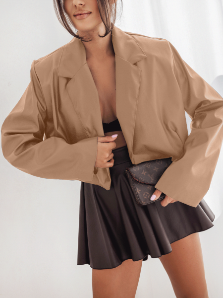 Krótka marynarka z ekoskóry RIVKA - beżowa