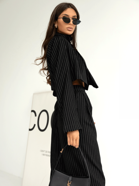 Garnitur w paski z szerokimi spodniami MORGANA - czarny 2