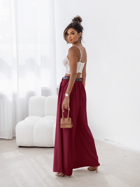 Spodnie z szeroką nogawką LIBERTY-bordowe 2