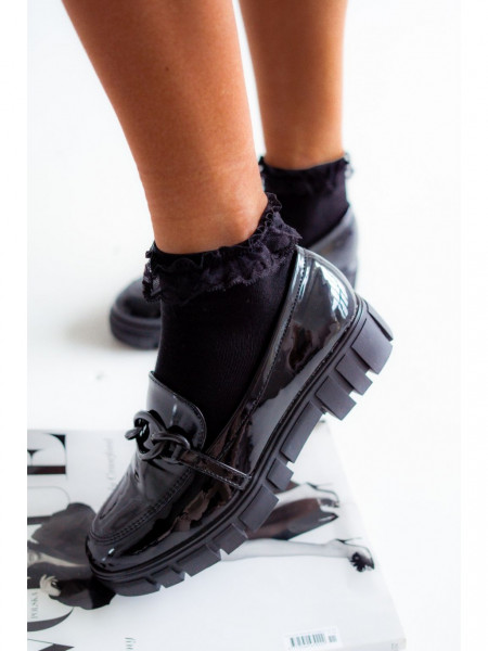 Modne skarpetki damskie z koronką - czarne 2