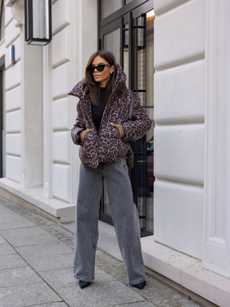 Modna kurtka z dłuższym tyłem  BENICA- panterka