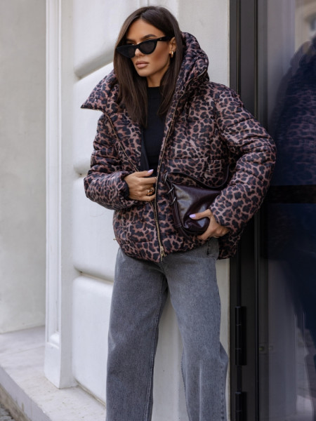 Modna kurtka z dłuższym tyłem  BENICA- panterka 2