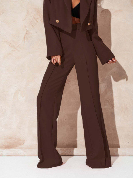 Garnitur z szerokimi spodniami HAJAM - czekoladowy 2
