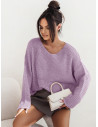 Pleciony sweter oversize ORIANNA - liliowy