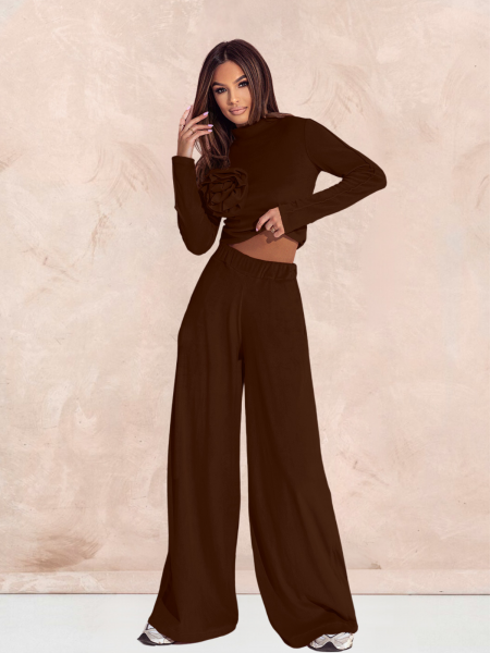 Welurowy dres spodnie + bluza ROSE - czekoladowy 2