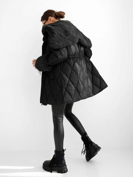 Pikowana kurtka z kapturem ALESSA - czarna 2