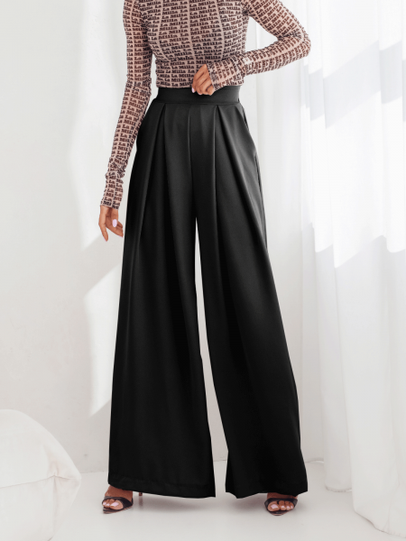 Eleganckie spodnie z zakładkami SANCHA - czarne 2