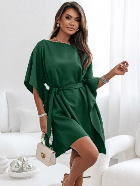 Kobieca sukienka nietoperz CANDICE - butelkowa zieleń 2