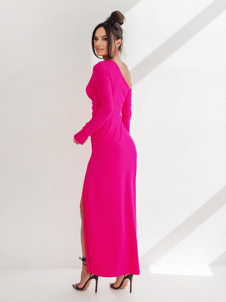 Maxi sukienka na jedno ramię z rozcięciem ALIRA - czarna