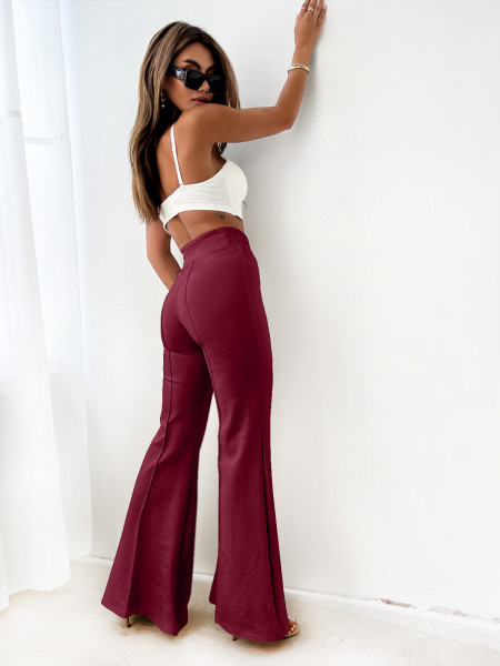 Dopasowane spodnie dzwony modelujące MERRY - bordowe 2