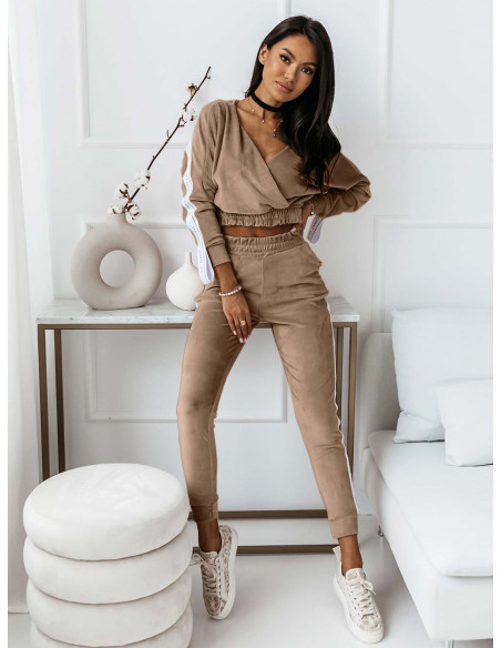 WP Welurowy dres spodnie + bluza - cappuccino