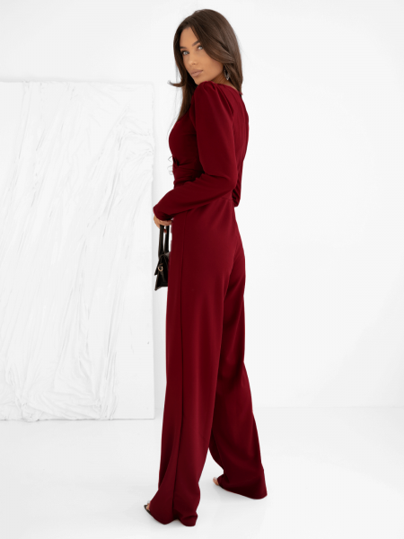 Elegancki kombinezon z marszczeniem KEHLANI-bordowy 2