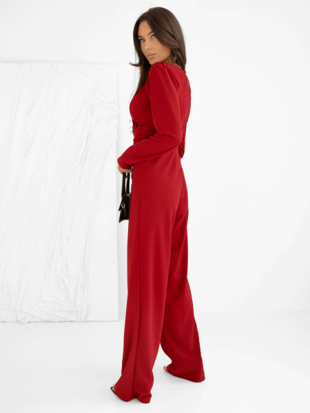 Elegancki kombinezon z marszczeniem KEHLANI-czerwony 2