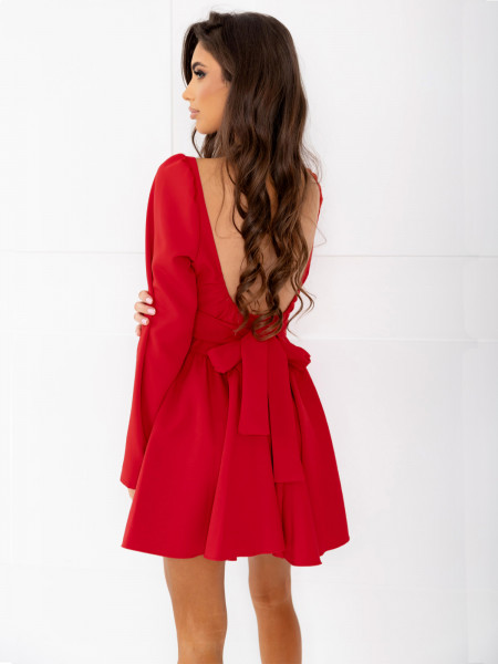 Modna sukienka z odkrytymi plecami LEVIA - czerwona 2
