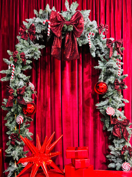 Ozdoba świąteczna choinkowa kokarda błyszcząca S - czerwona 2