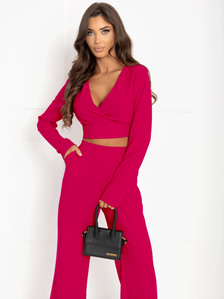 Elegancki komplet ze spodniami FAIZA - fuksjowy 2